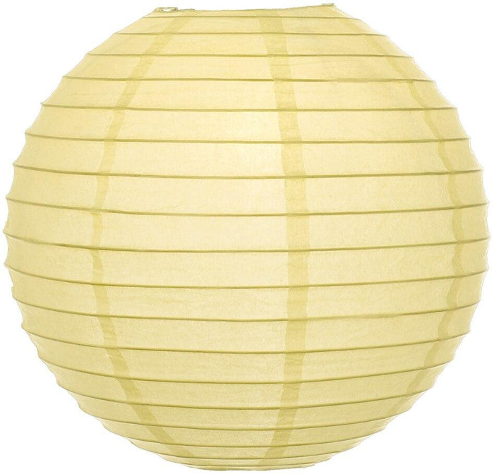 BULK PACK (5) 20" Lemon Yellow Chiffon Round Paper Lantern, Even Ribbing, Chinese Hanging Wedding & Party Decoration - PaperLanternStore.com - Paper Lanterns, Decor, Party Lights & More