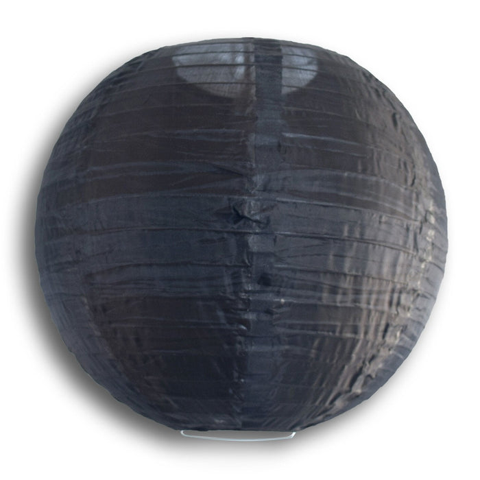 BULK PACK (12) 18" Black Shimmering Nylon Lantern, Even Ribbing, Durable, Hanging - PaperLanternStore.com - Paper Lanterns, Decor, Party Lights & More