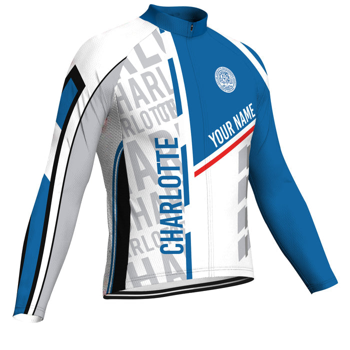 Customized Charlotte Winter Thermal Fleece Long Sleeve Cycling Jersey for Men