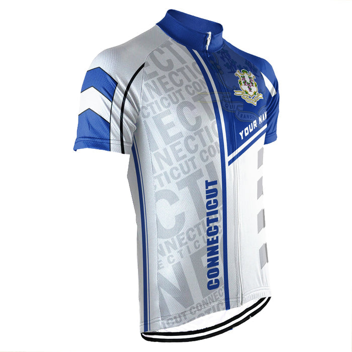 Customized Connecticut Winter Thermal Fleece Short Sleeve Cycling Jersey for Men