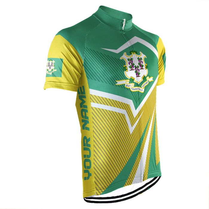 Customized Connecticut Winter Thermal Fleece Short Sleeve Cycling Jersey for Men
