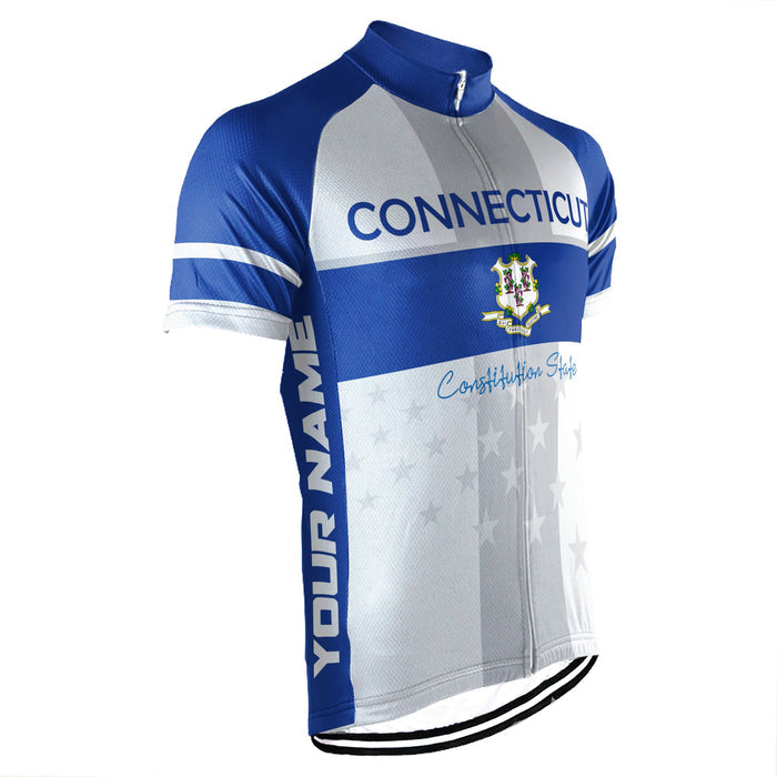 Customized Connecticut Winter Thermal Fleece Short Sleeve Cycling Jersey for Men