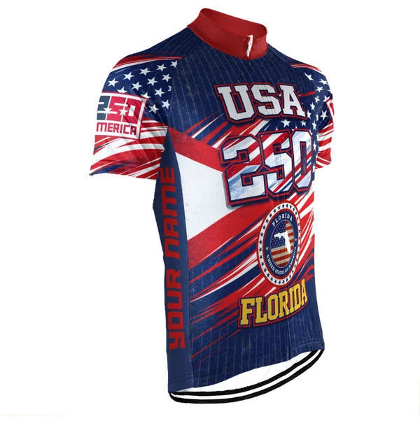 Customized Florida-America 250th Anniversary Short Sleeve Cycling Jersey