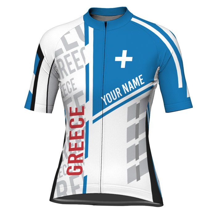 Customized Greece Short Sleeve Cycling Jersey for Women