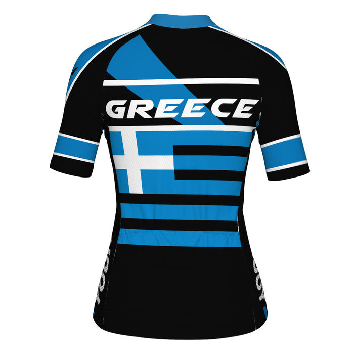 Customized Greece Short Sleeve Cycling Jersey for Women