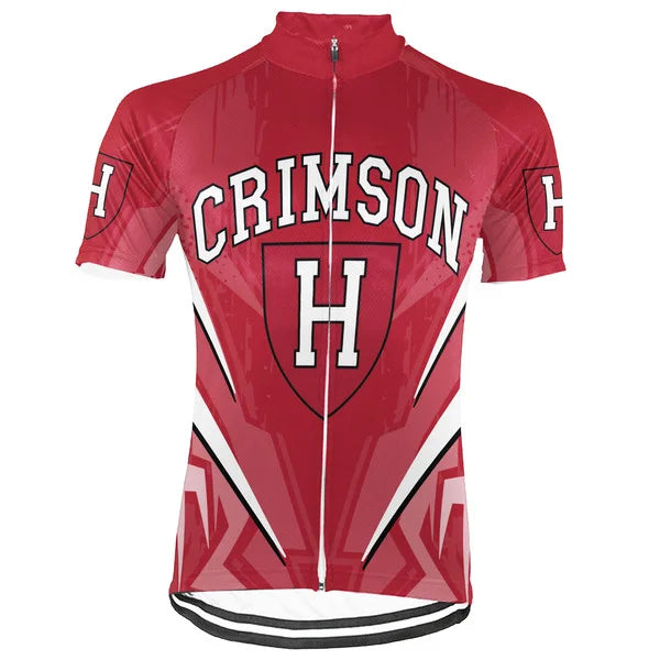 Customized Harvard Crimson Short Sleeve Cycling Jersey for Men