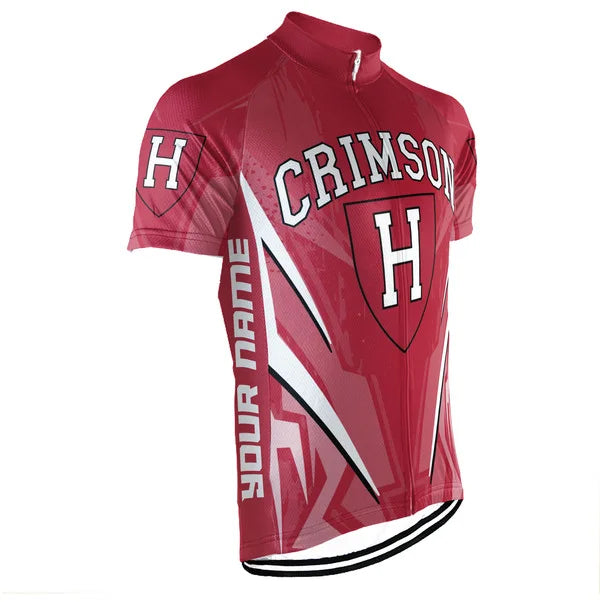Customized Harvard Crimson Short Sleeve Cycling Jersey for Men