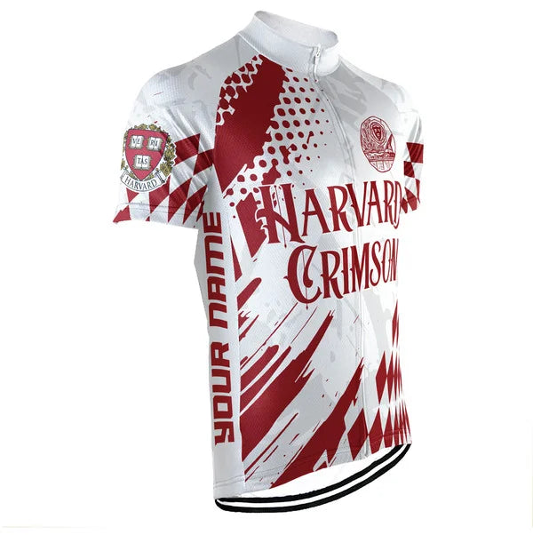 Customized Harvard Crimson Short Sleeve Cycling Jersey for Men