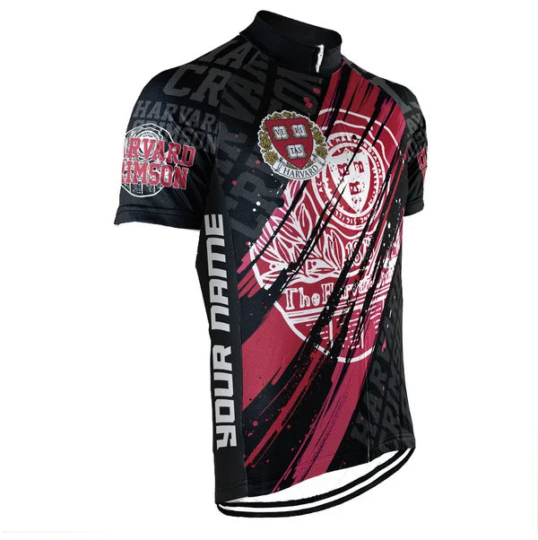 Customized Harvard Crimson Short Sleeve Cycling Jersey for Men