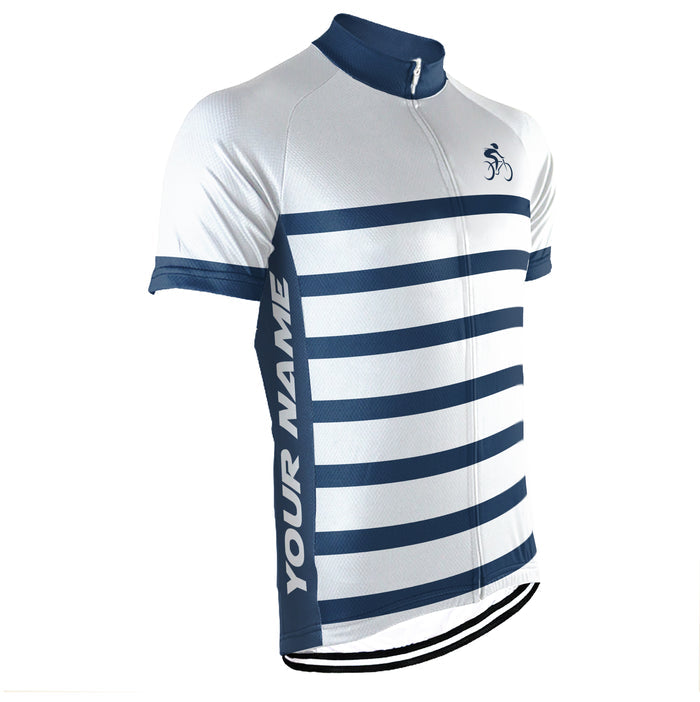 Customized Horizontal Stripes Short Sleeve Cycling Jersey for Men