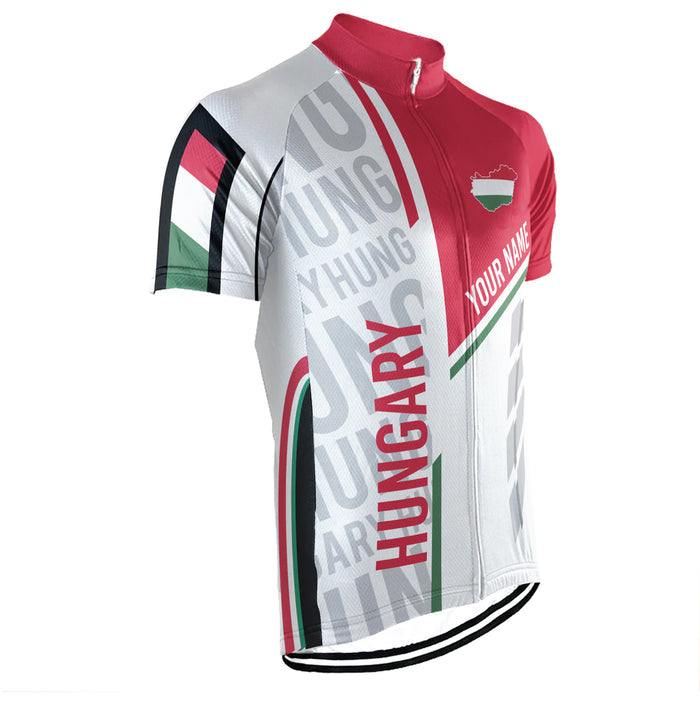Customized Hungary Winter Thermal Fleece Short Sleeve Cycling Jersey for Men