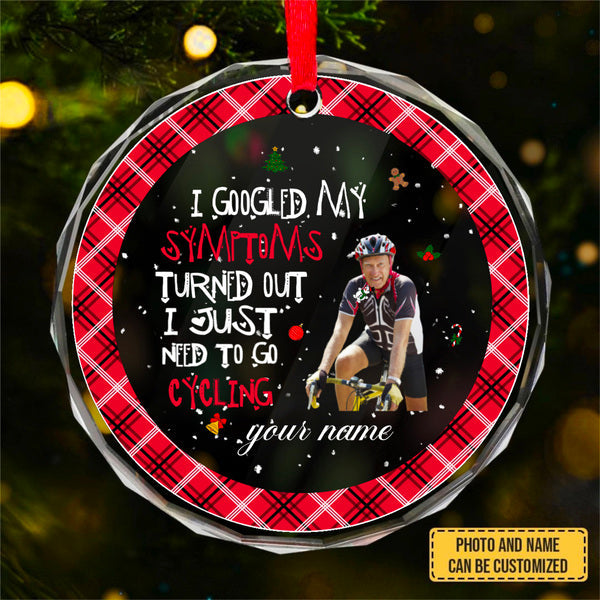 Customized Image GOOGLED MY SYMPTOMS TURNED OUT Personalized Custom Circle Glass Ornament