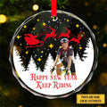 Customized Image KEEP RIDING Personalized Custom Circle Glass Ornament