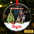 Customized Image LIFE IS BETTER Personalized Custom Circle Glass Ornament