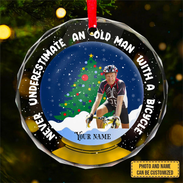 Customized Image OLDMEN Personalized Custom Circle Glass Ornament