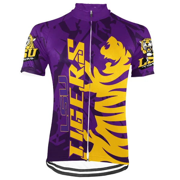 Customized LSU Tigers Short Sleeve Cycling Jersey for Men