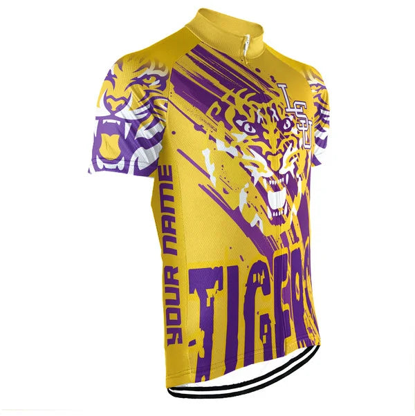 Customized LSU Tigers Short Sleeve Cycling Jersey for Men