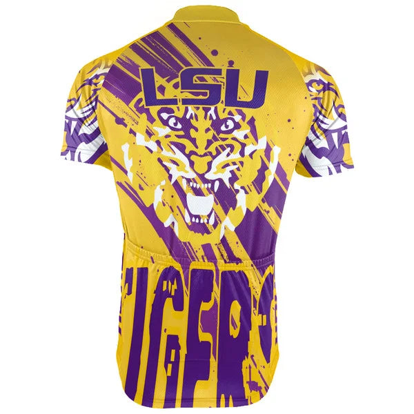 Customized LSU Tigers Short Sleeve Cycling Jersey for Men