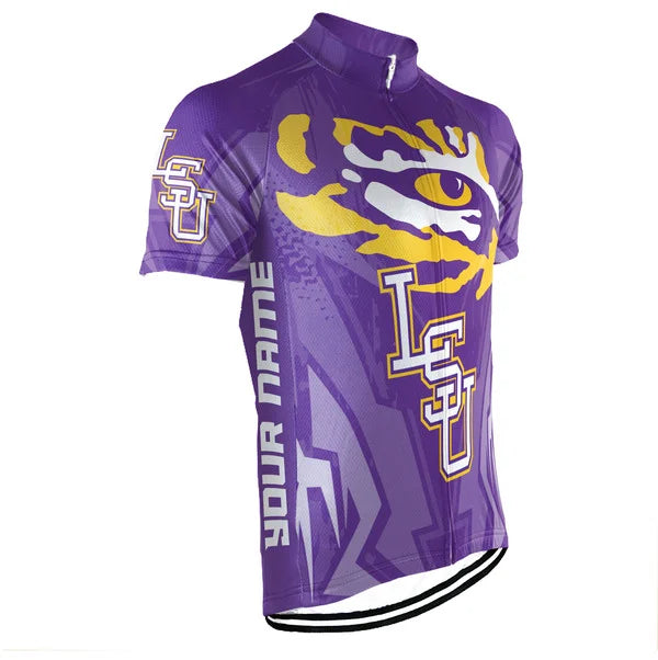 Customized LSU Tigers Short Sleeve Cycling Jersey for Men
