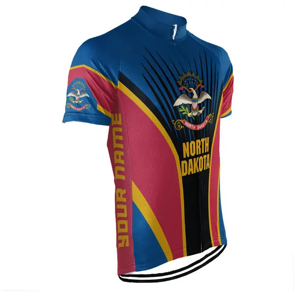 Customized North Dakota Short Sleeve Cycling Jersey for Men