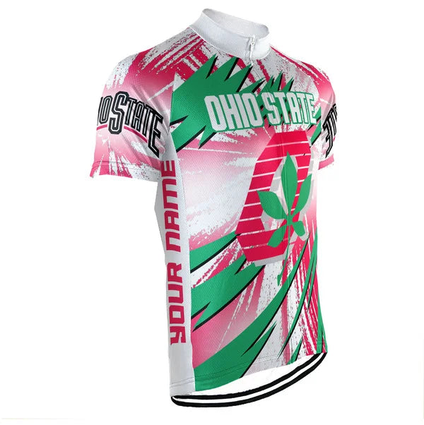Customized Ohio State Buckeyes Short Sleeve Cycling Jersey for Men