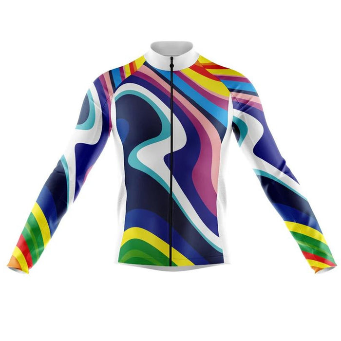 Customized Rainbow Sprinter Long Sleeve Cycling Jersey For Men