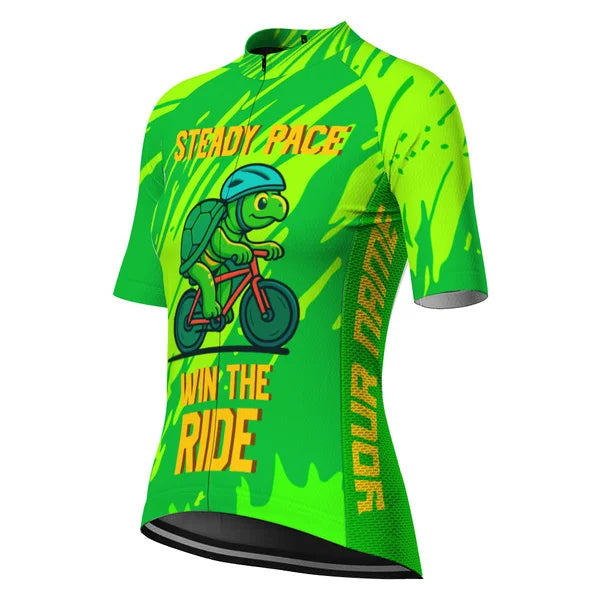 Customized Steady Pace Win The Ride Cycling Jersey For Women