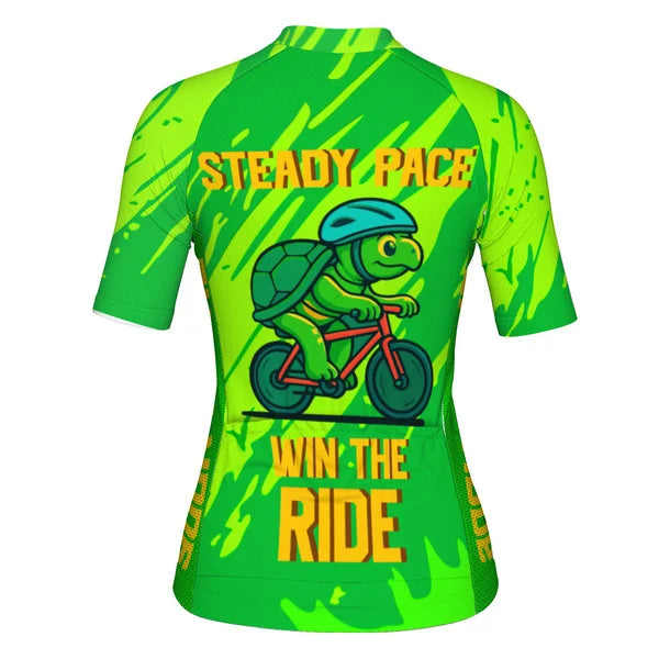 Customized Steady Pace Win The Ride Cycling Jersey For Women