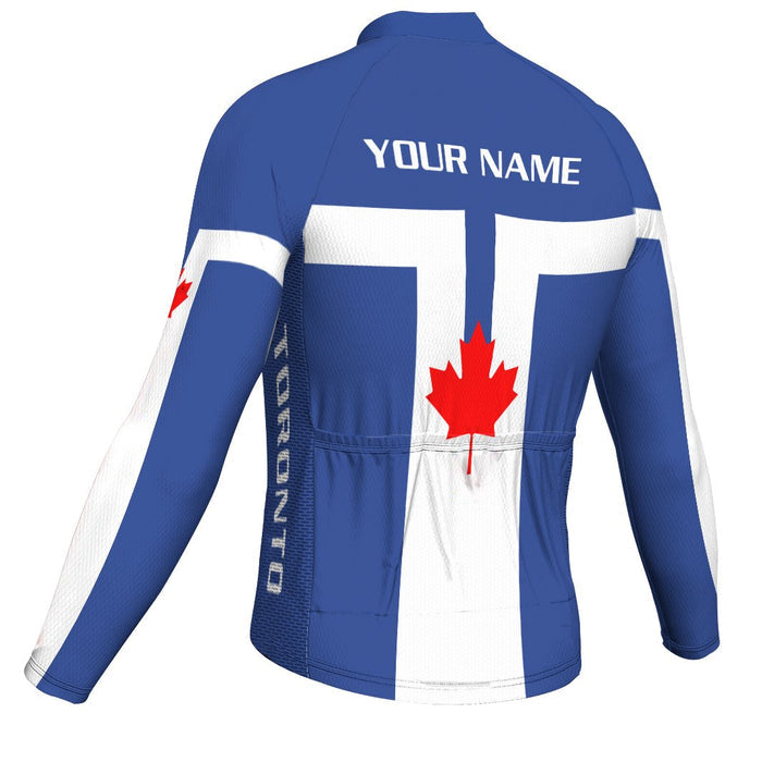 Customized Toronto Winter Thermal Fleece Long Sleeve Cycling Jersey for Men