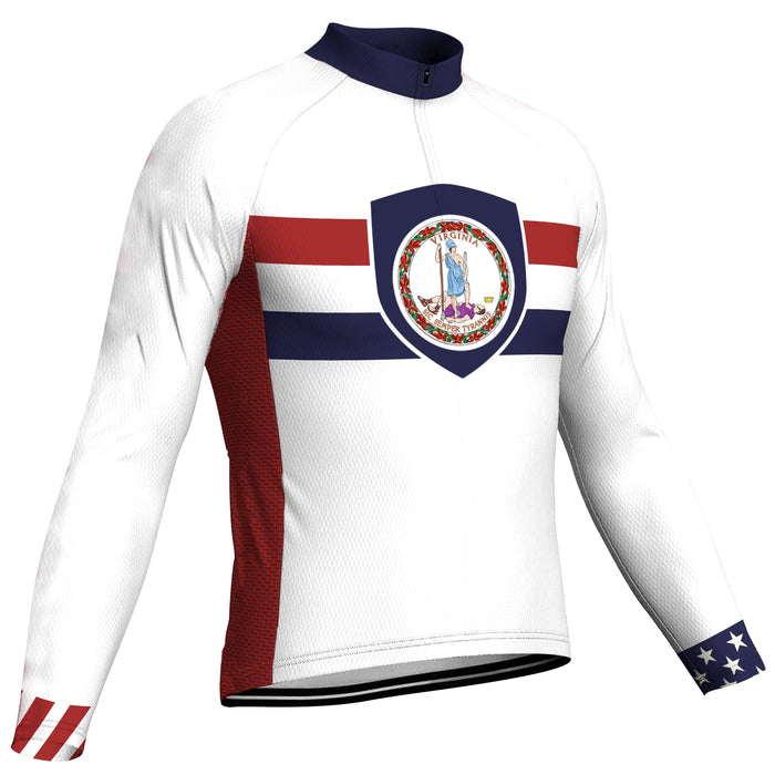 Customized Virginia Winter Thermal Fleece Long Sleeve Cycling Jersey for Men