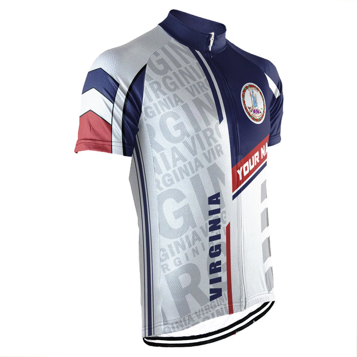 Customized Virginia Winter Thermal Fleece Short Sleeve Cycling Jersey for Men
