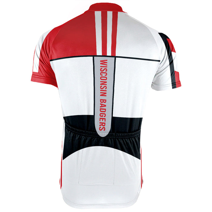 Customized Wisconsin Badgers Short Sleeve Cycling Jersey for Men