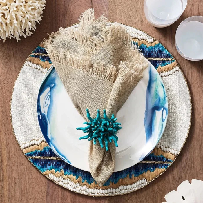 Fringe Napkin in Natural & Silver - Set of 4