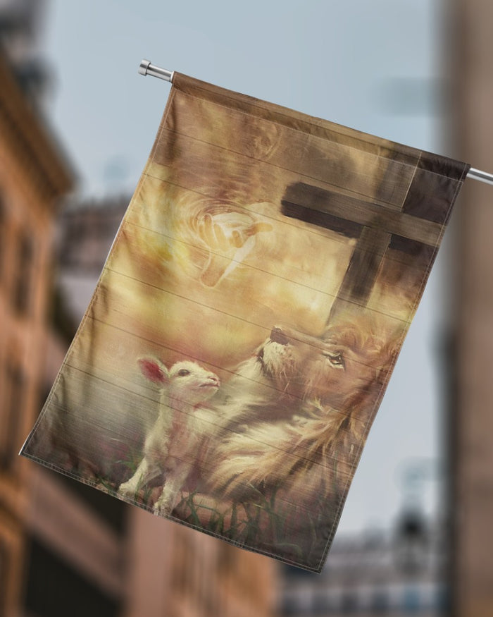 Jesus - Beautiful lion and lamb Canvas - Flag