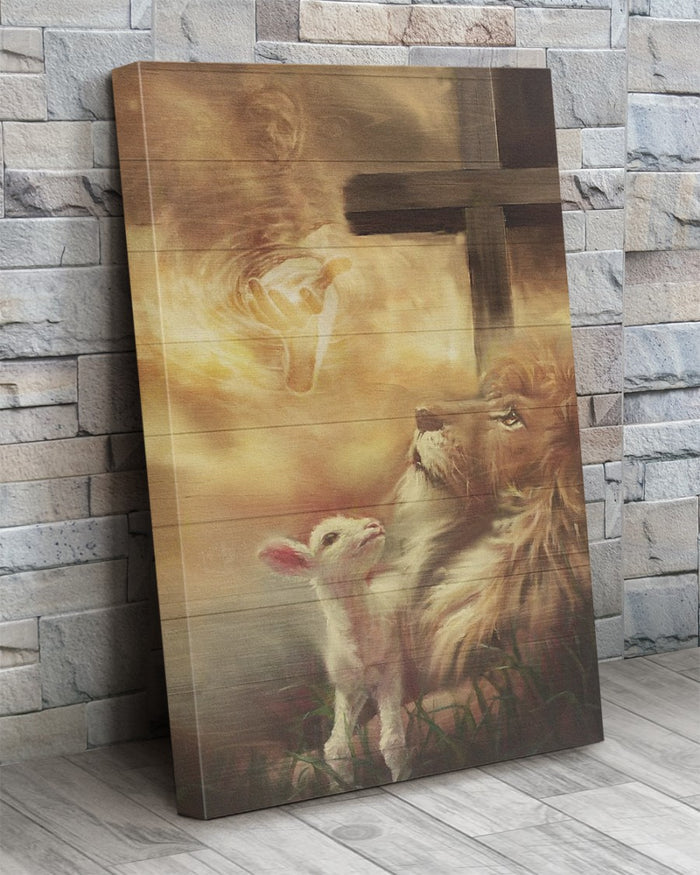 Jesus - Beautiful lion and lamb Canvas - Flag