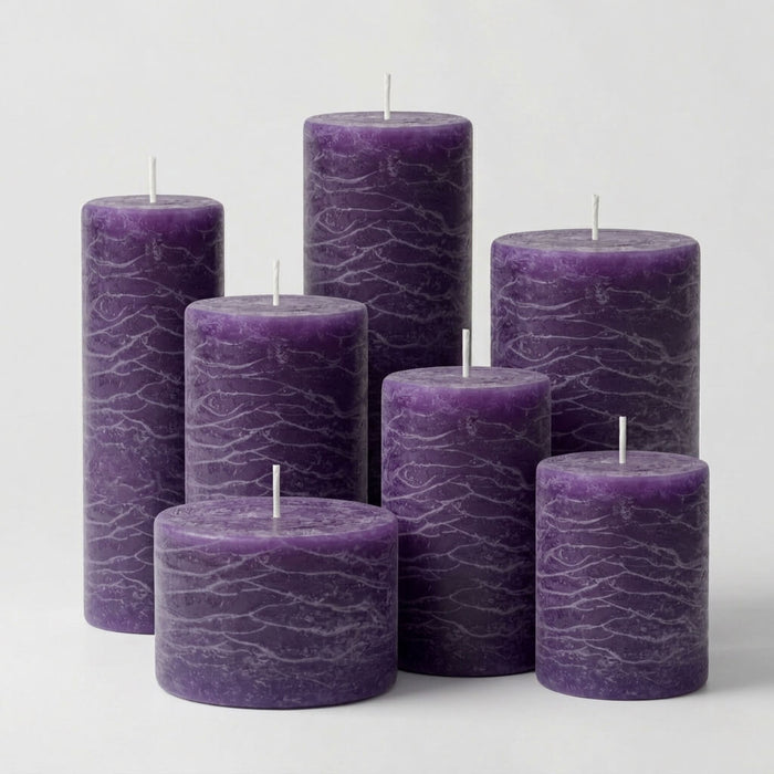 Richland Rustic Pillar Candle 3"x 6" Purple Set of 24
