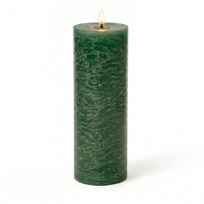 Richland Rustic Pillar Candle 3"x 9" Dark Green Set of 24