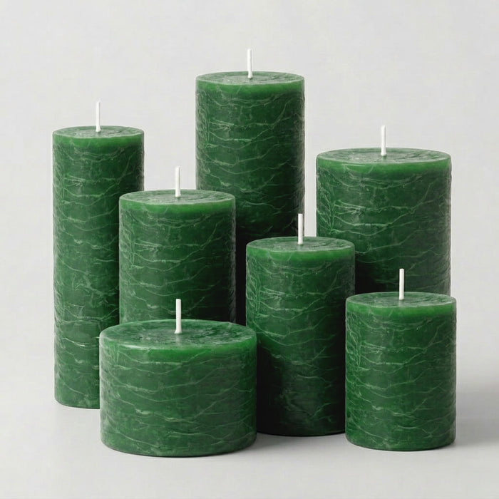 Richland Rustic Pillar Candle 3"x 9" Dark Green Set of 24