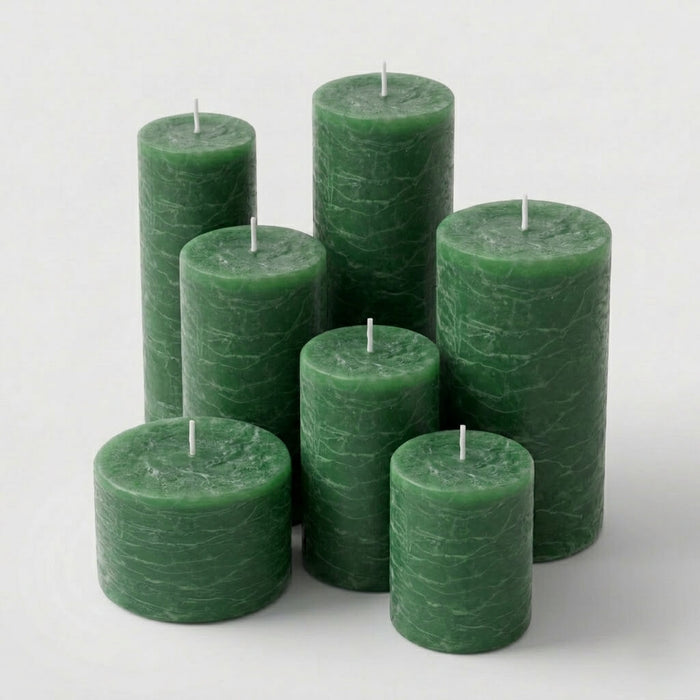 Richland Rustic Pillar Candle 3"x 9" Dark Green Set of 24